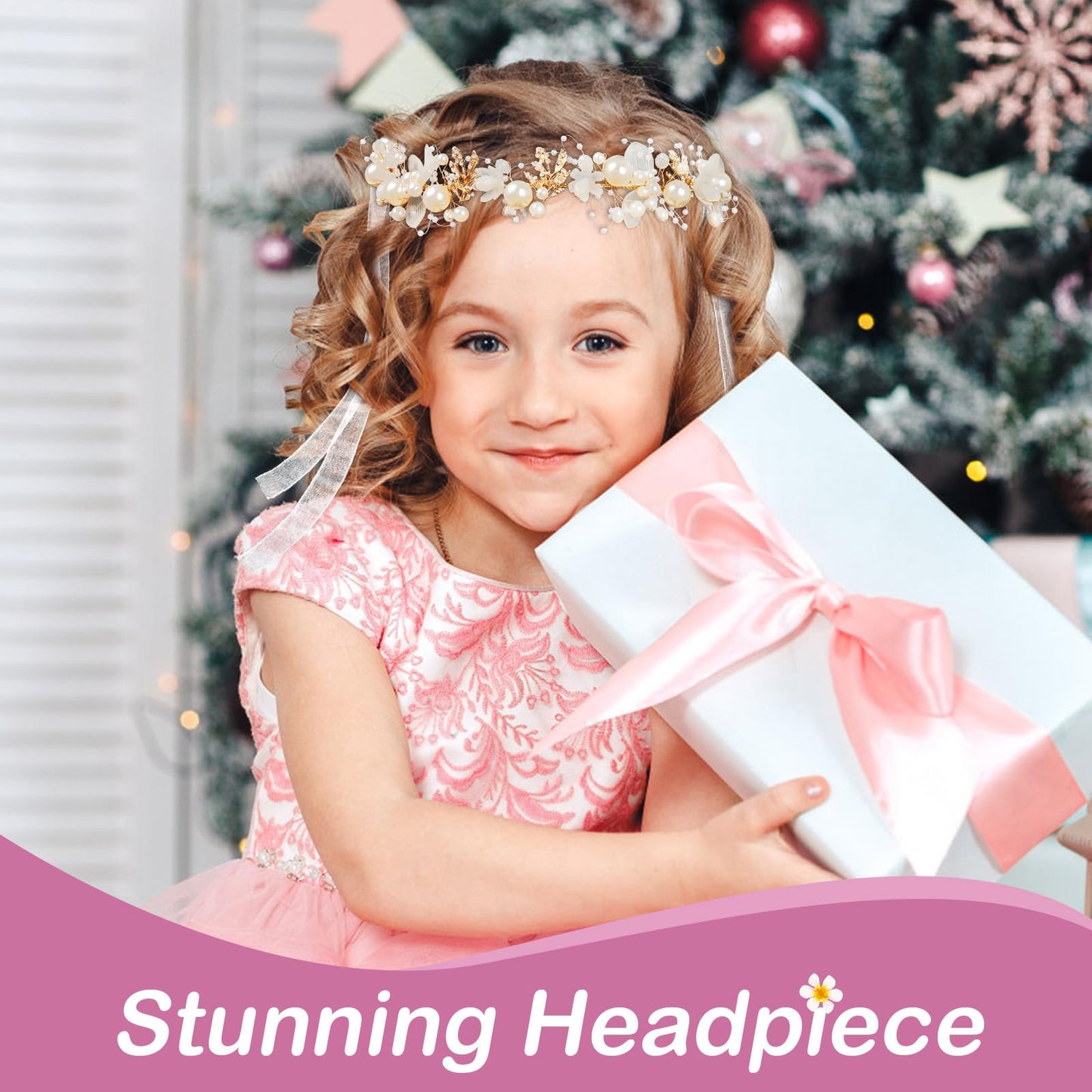 Papoopy Flower Girl Headpiece Hair Accessories For Wedding, First Communion