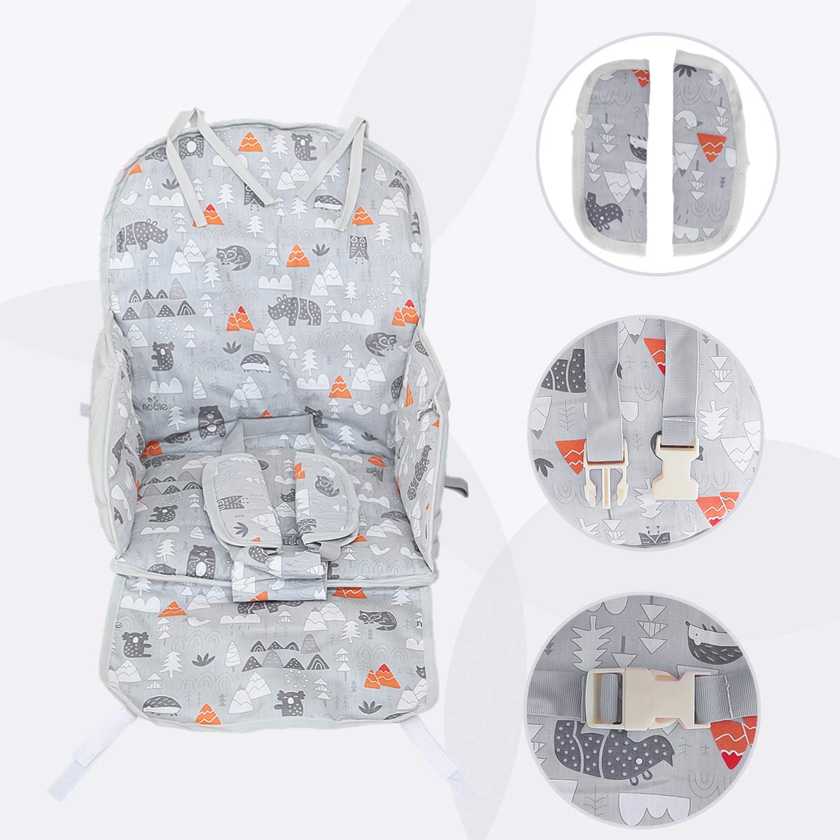 High Chair Pad, High Chair Cushion, Cute Pattern, Comfortable Seat Belt Design, Soft And Comfortable Seat Cushion Breathable Pad