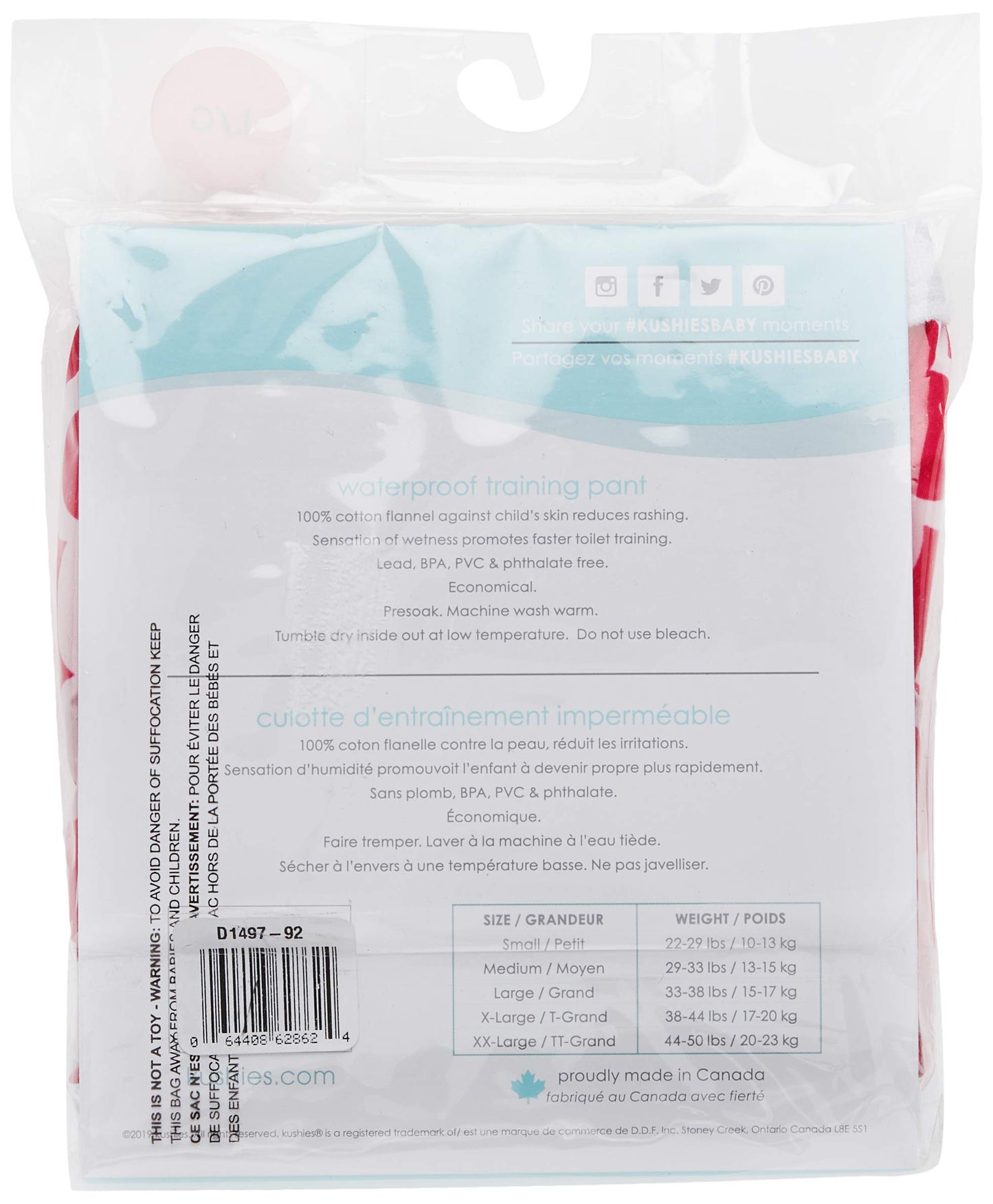 Kushies Baby Waterproof Training Pant (33-38 Pounds), Fuchsia Modern Flowers, X-Large