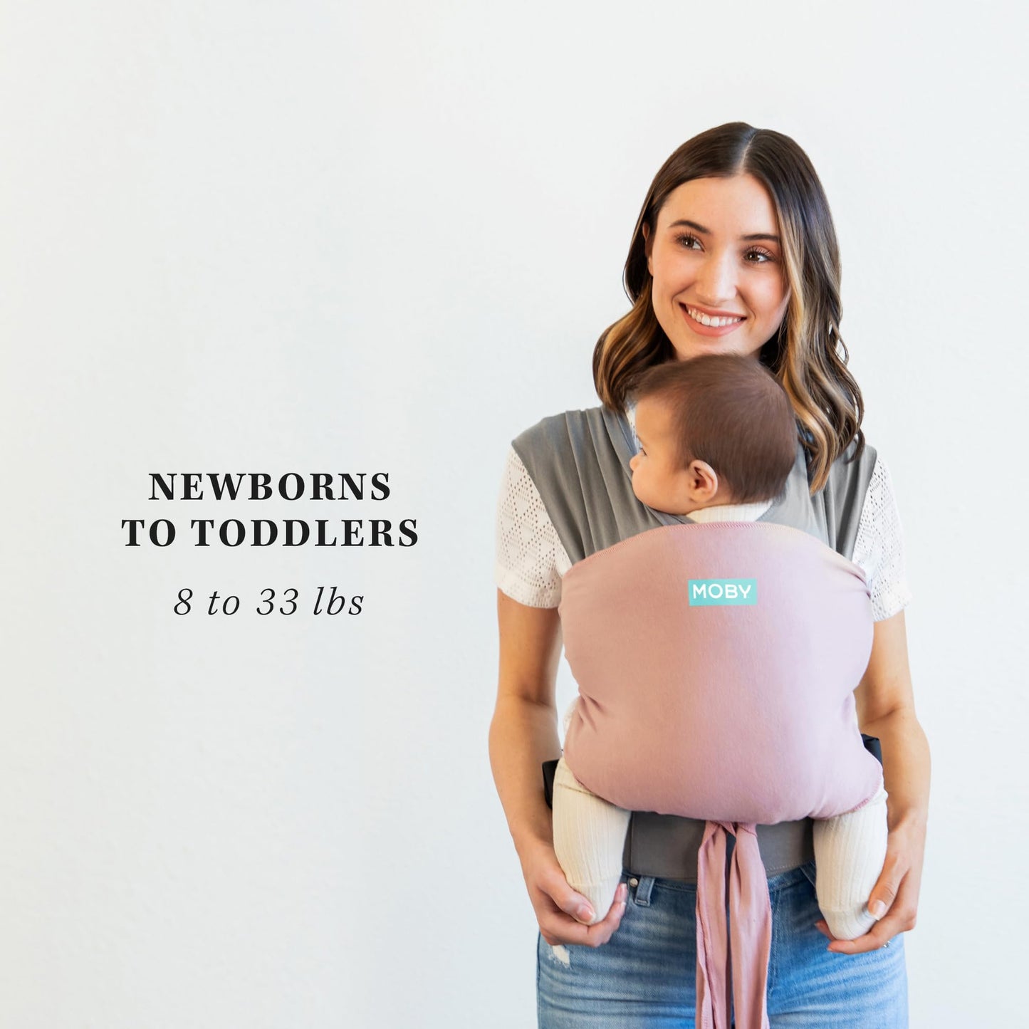 Moby Baby Wrap Carrier Easy-Wrap for Newborns to Toddlers (8-33lbs), Infant Sling Carrier, Lightweight & Hands Free Design for M