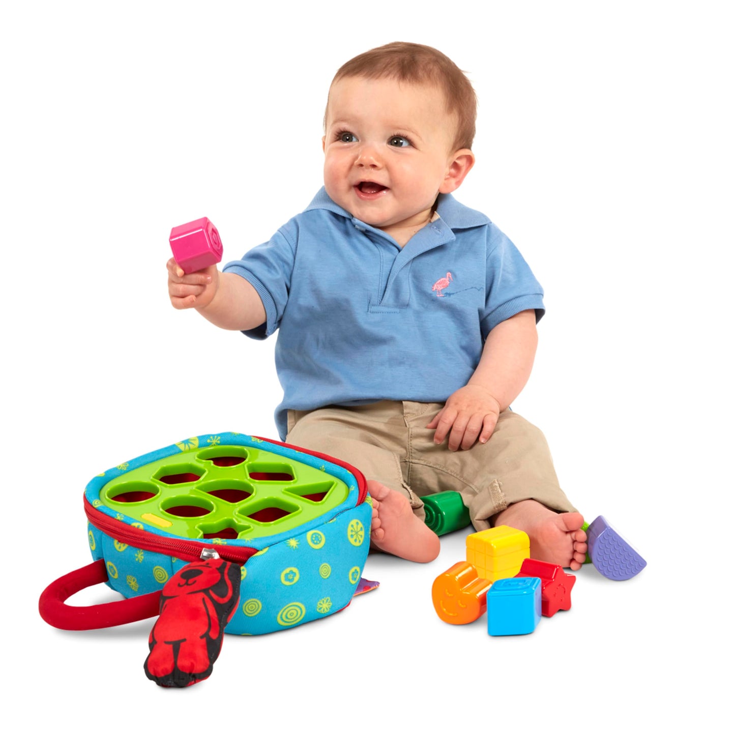 Melissa & Doug Ks Kids Take-Along Shape Sorter Baby Toy with 2-Sided Activity Bag and 9 Textured Shape Blocks Sensory Toys, Tra