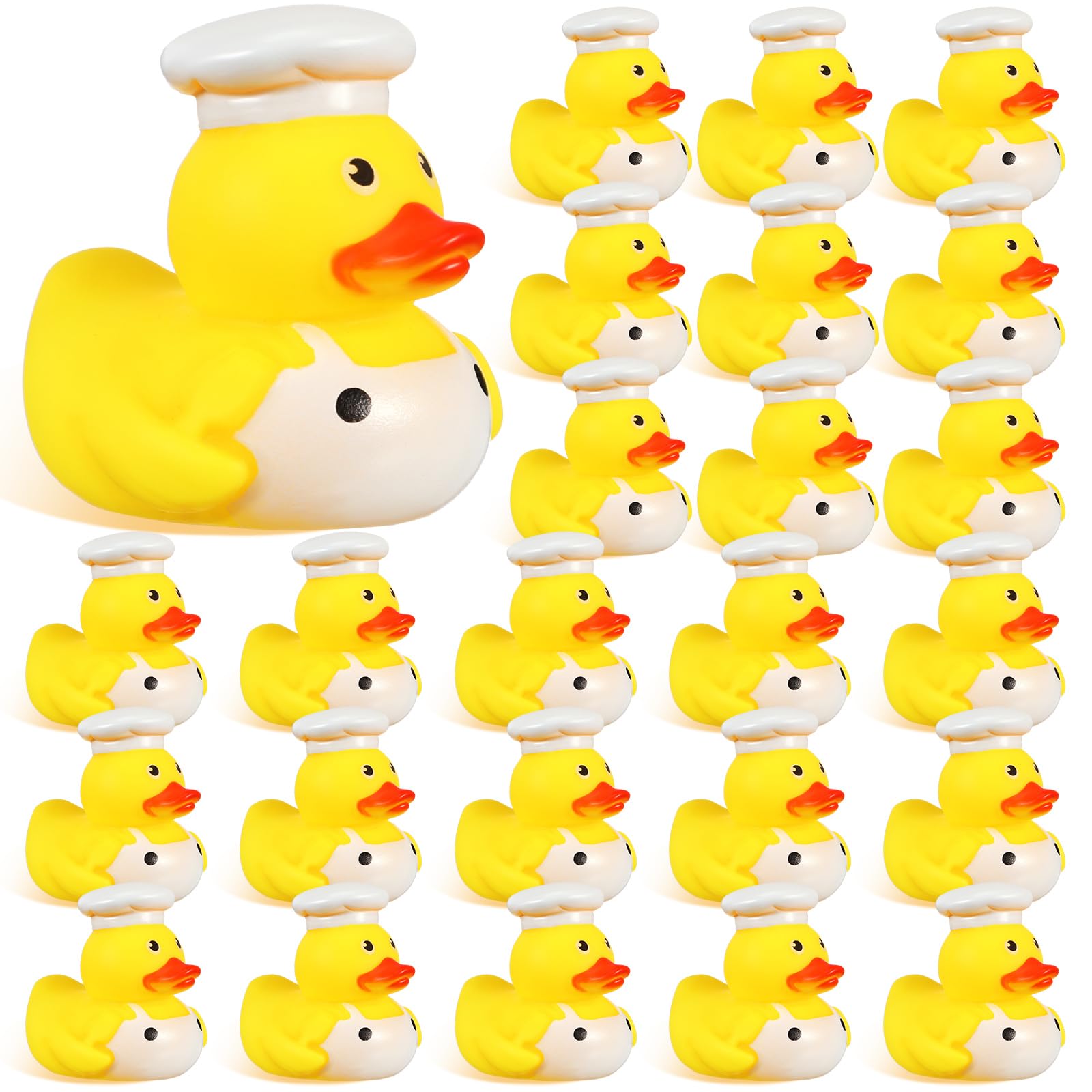 Sotiff 24 Pcs Rubber Ducks 2 Inch Cool Rubber Ducky Bath for Party Favors Birthday Party Gifts Beach Summer Bath Tub Pool (Chef 
