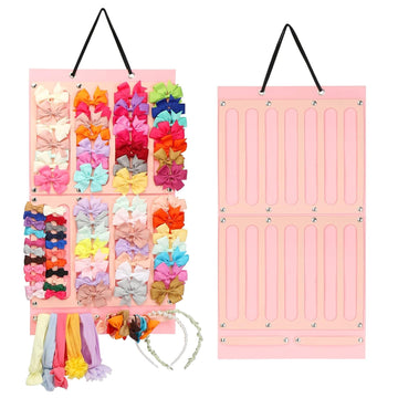 ODMART Hair Bows Holder & Organizer with 16 Ribbons  Large Capacity Baby Hair Accessories Storage Display, Wall Hanging Bow Hol