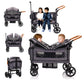 Wagon Stroller for 2 Kids & Cargo-Push-Pull Double Baby Wagon Lightweight Travel Folding Stroller for Toddler with 5-Point Harne