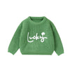 Ayalinggo Valentines Baby Girl Boy Outfit Toddler Knit Sweater Long Sleeve Crewneck Sweatshirt St Patricks Day Clothes (Green Lu