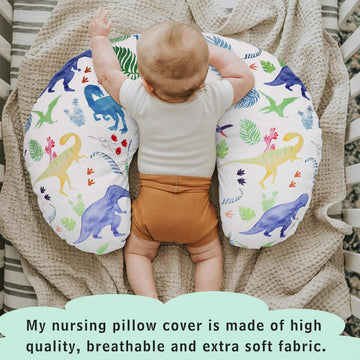 Dinosaur Nursing Pillow Cover, Breastfeeding Pillow Slipcover For Baby Boys & Girls, Nursing Pillow Case For Newborn, Soft Fabri
