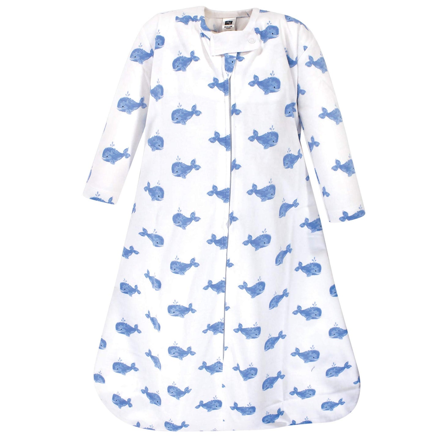 Hudson Baby Unisex Baby Long Sleeve Cotton Jersey Sleeping Bag, Blue Whale, 0-6 Months