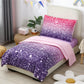 Urbonur 4-Piece Toddler Bedding Sets For Girls, Pink Purple Toddler Comforter Set, Includes 1 Flat Sheet, 1 Fitted Sheet, 1 Comf