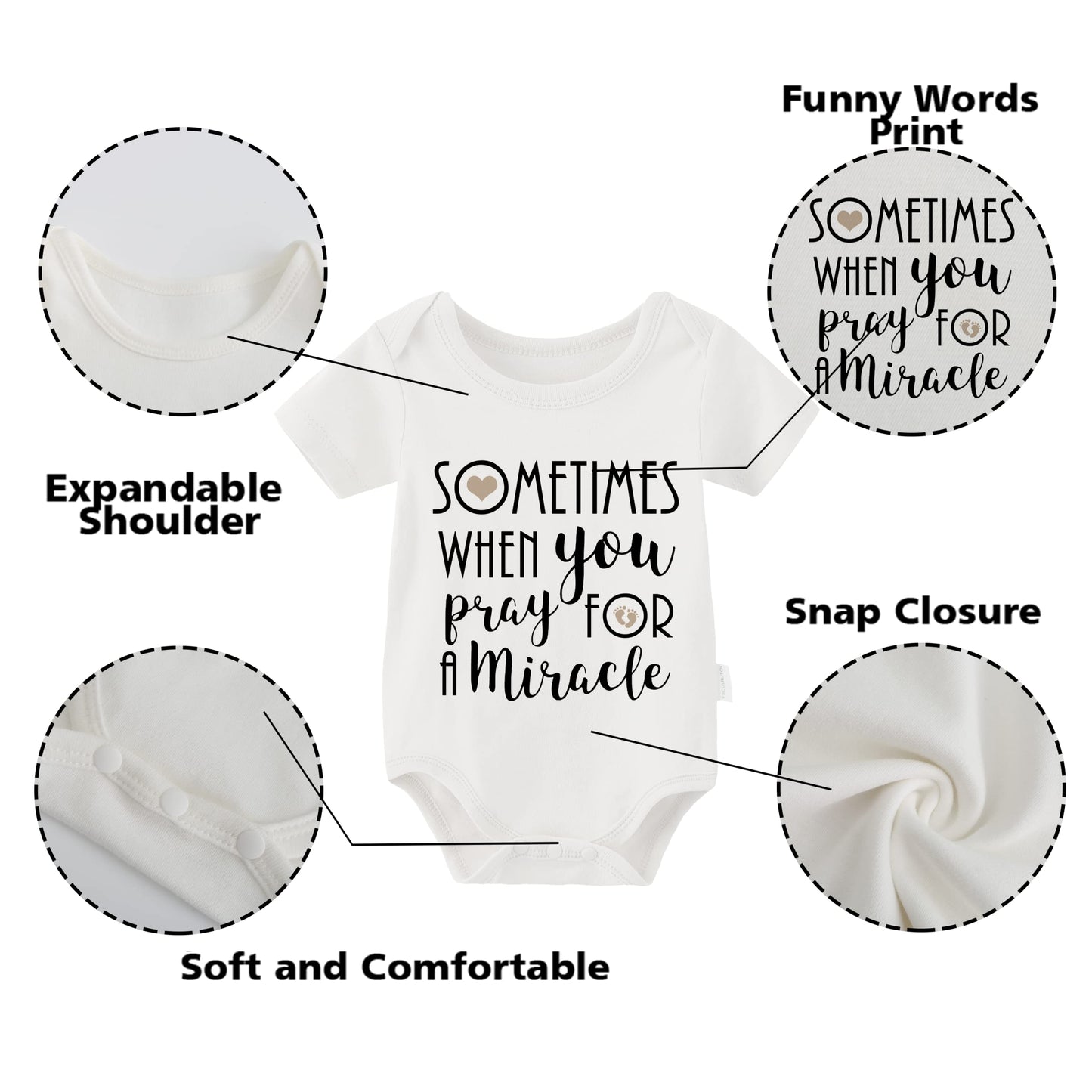 Ysculbutol Baby Twins Girl Bodysuits Sometimes When You Pray For A Miracle God Gives You 2Pcs Boy Clothes(M White3M)