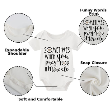 Ysculbutol Baby Twins Girl Bodysuits Sometimes When You Pray For A Miracle God Gives You 2Pcs Boy Clothes(M White3M)