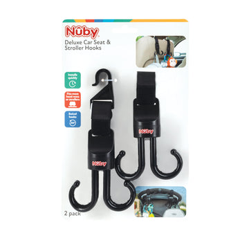 Nuby 2-In-1 Deluxe Adjustable Baby Stroller & Car Seat Hooks For Hanging Bags, Toys- Hang Or Remove Items From Hooks With One Ha