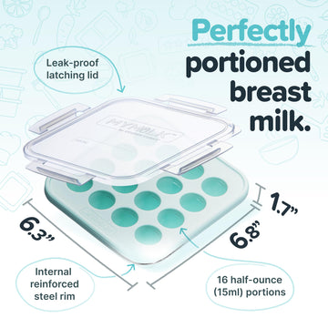 Souper Cubes Mymilk 1/2 Oz. Silicone Breast Milk Freezer Trays, Each Pure Platinum Food-Grade Silicone Tray Holds 8 Oz., Perfect
