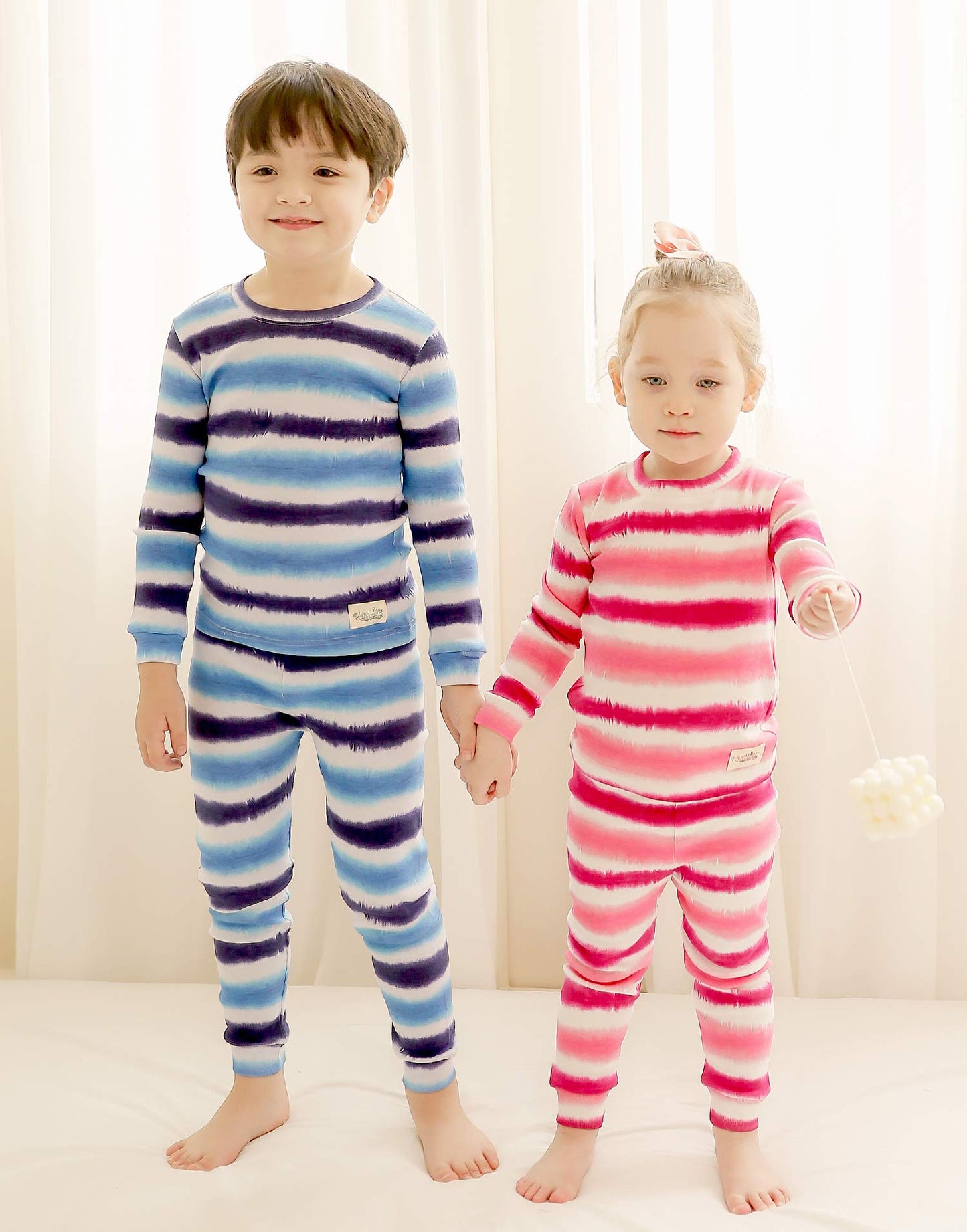 Vaenait Baby Kids Junior 100% Cotton Sleepwear Pajamas 2Pcs Set Tiedye-Bluenavy-244 M