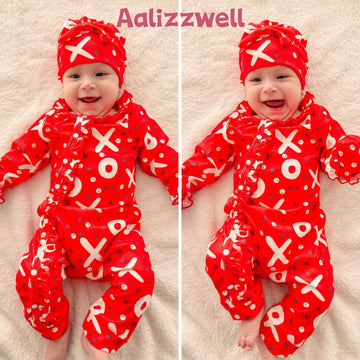 Aalizzwell 0-3 Months Newborn Baby Girls Valentines Day Romper Infant Winter Clothes Coming Home Outfit Red Heart Clothing