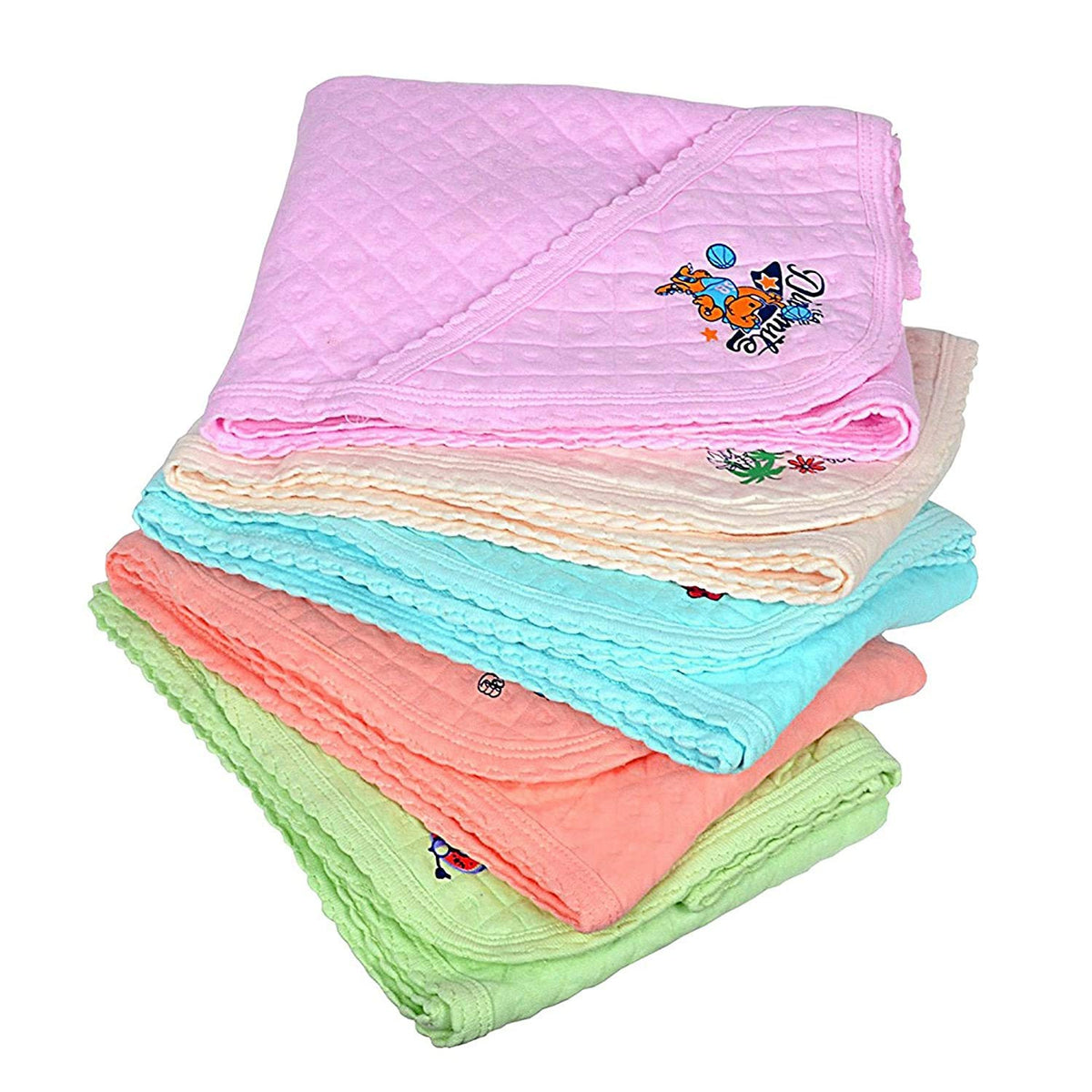 SUMAN TEX Soft Cotton Baby Hooded Towels (Multicolored) Pack of 5