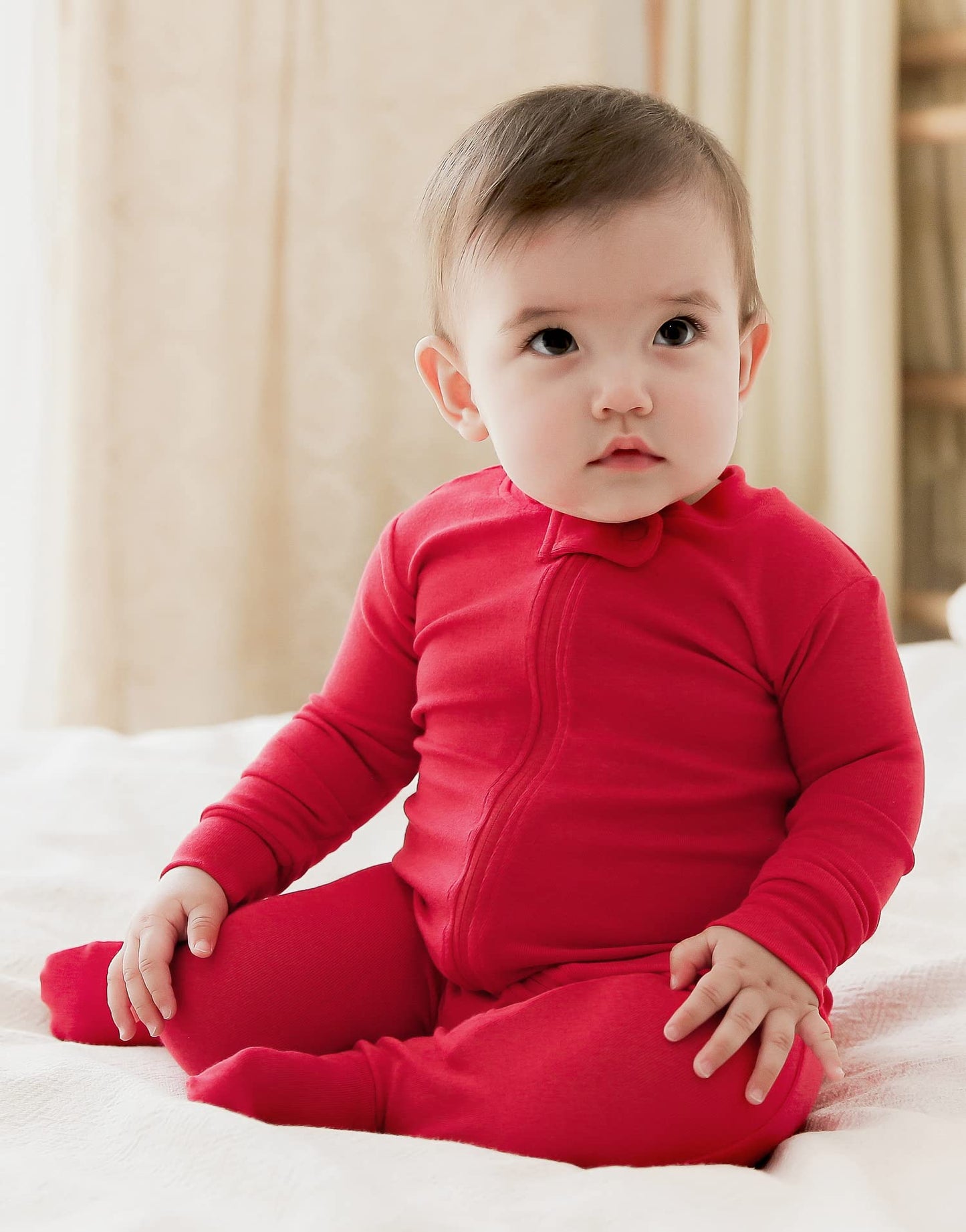 Vaenait Baby Toddler Boys Girls Solid Fotie Pajama Cozy Modal Red 6-9M