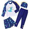 Wawsam Toddler Dinosaur Swimsuit Kids Bathing Suit Dinosaur Boys Rash Guard With Hat Quick Dry Long Sleeve Swimwear Infant Swim