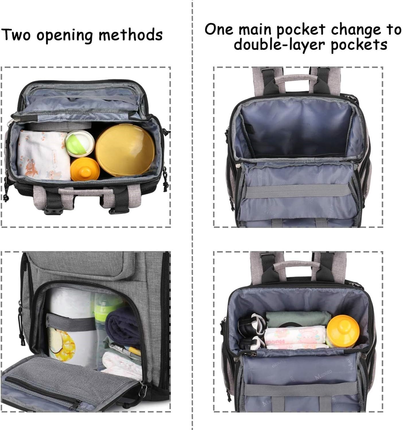 Mancro Diaper Bag Backpack, Multifunctional Travel Dad Diaper Bag With Insulated Pockets, Large Capacity Baby Diaper Backpack Fo