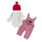 BeQeuewll Newborn Baby Boy Valentines Day Outfit Infant Romper+Plaid Heart Overalls+Hat 3Pcs First Valentines Outfit Boy (1st va