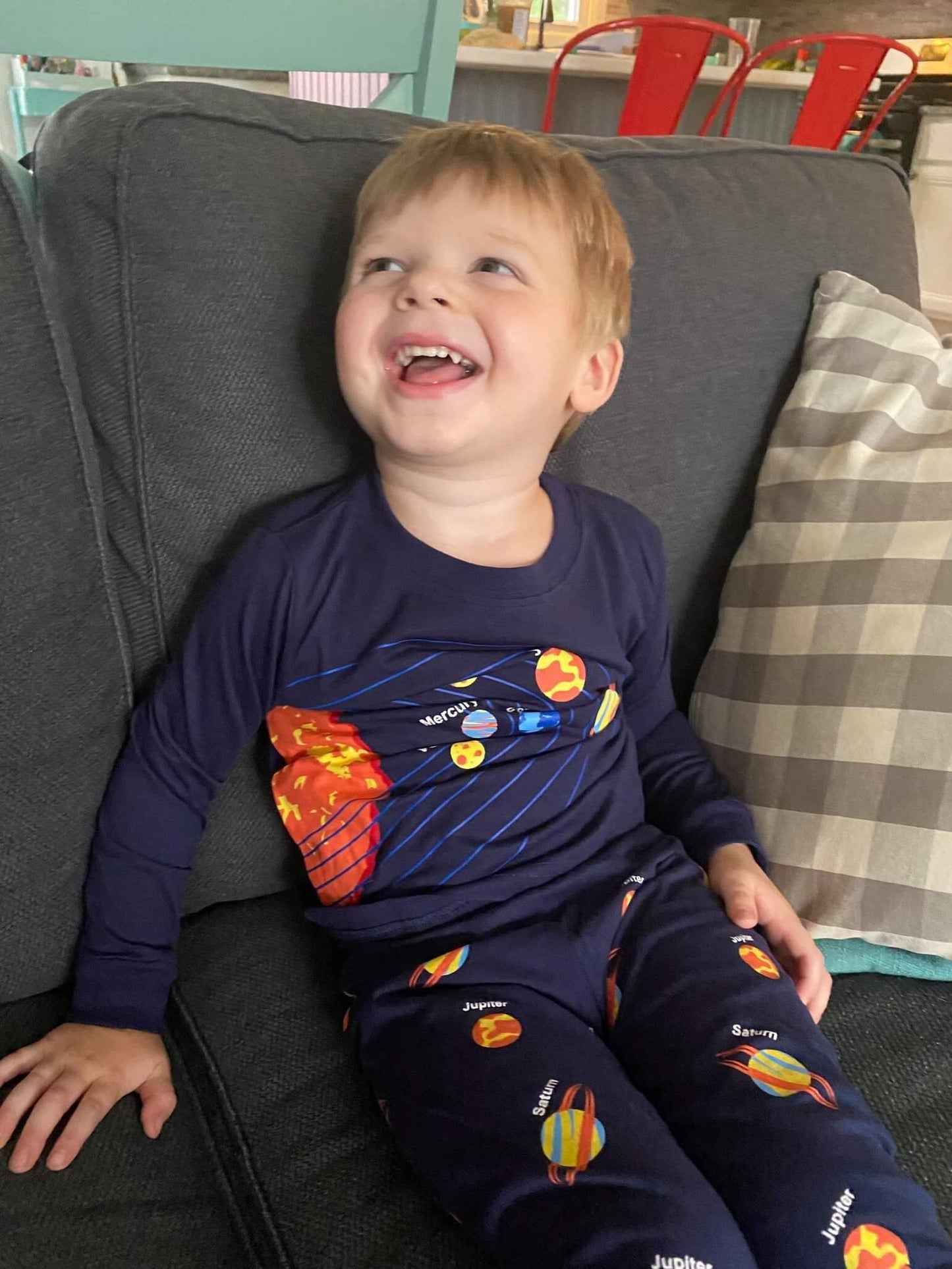 Boys Pajamas Planet 100% Cotton Pjs Toddler 2 Piece Long Sleeve Sleepwear Kids Clothes Set Space Outfits Solar System Shirt 6T