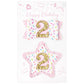 Deeka 2Nd Birthday Hair Bow And Badge Set For Girl - Glitter Pink And White Hair Clips For 2 Year Girl Party Decoration - Toddle