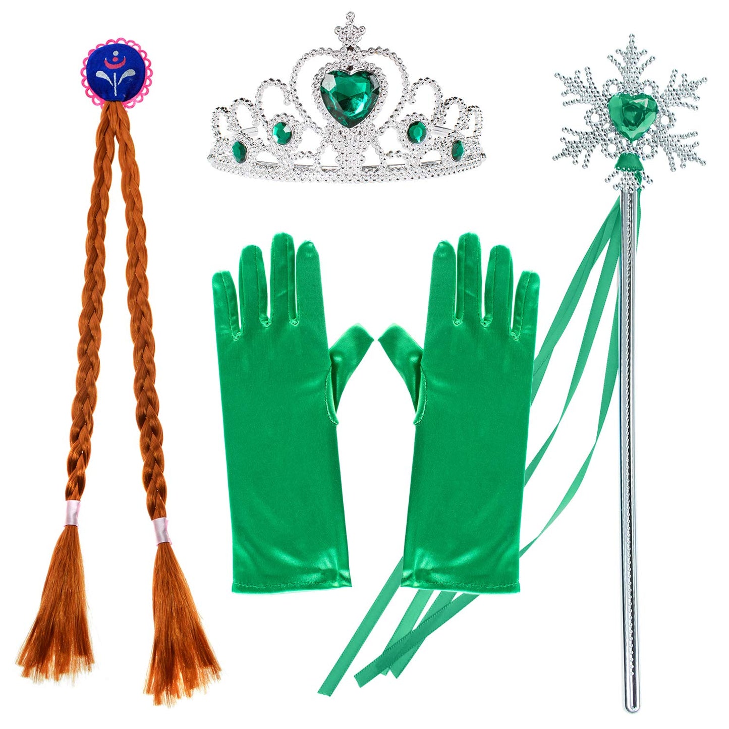 Party Chili Princess Costumes Birthday Party Fancy Dress Up For Little Girls With Wig,Crown,Mace,Gloves 2T 3T (100)