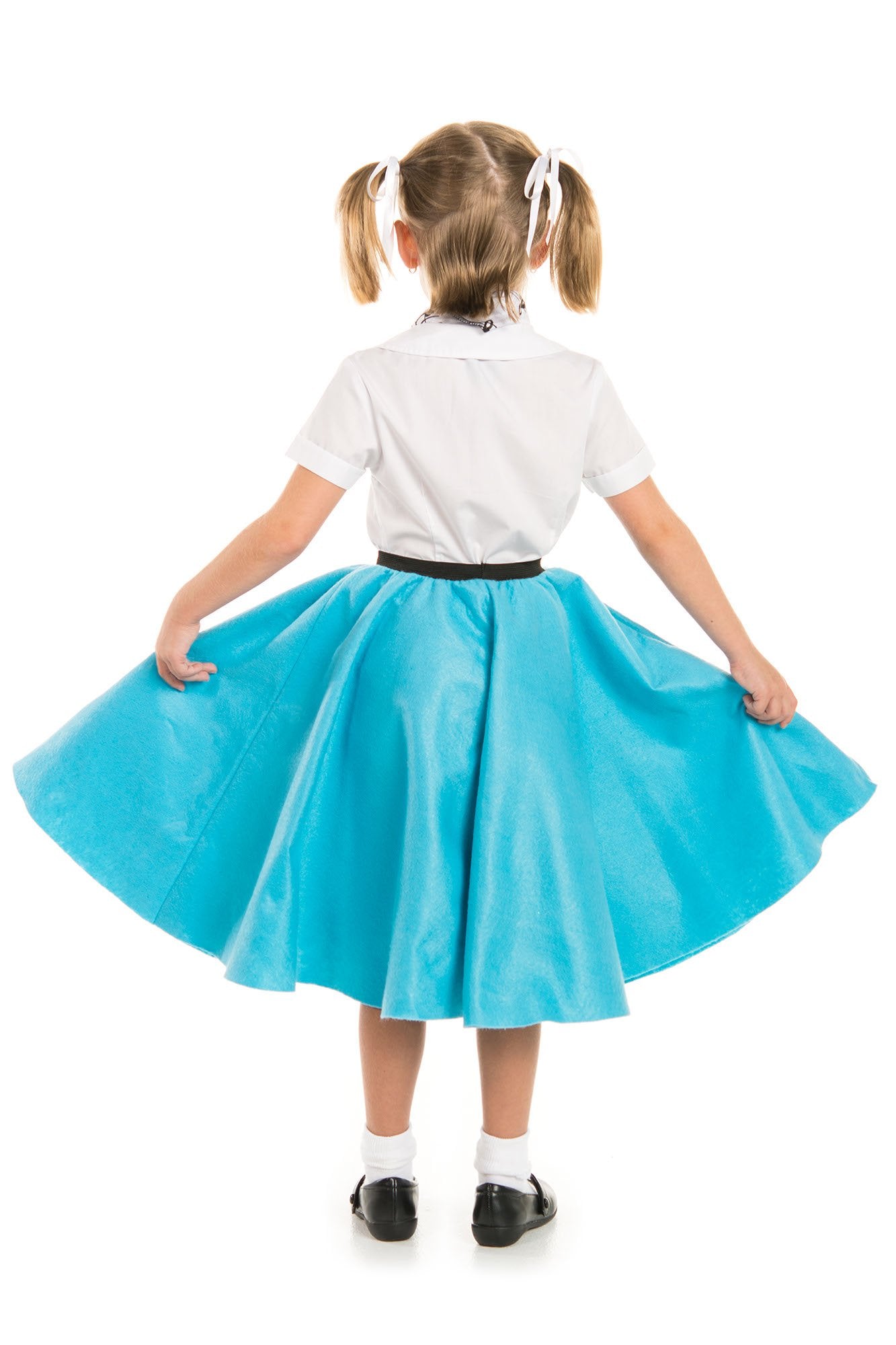 1950S Turquoise Poodle Skirt For Girls With Musical Note Printed Scarf | Blue Sock Hop Skirt | One Size | 1950S Costumes For Gir
