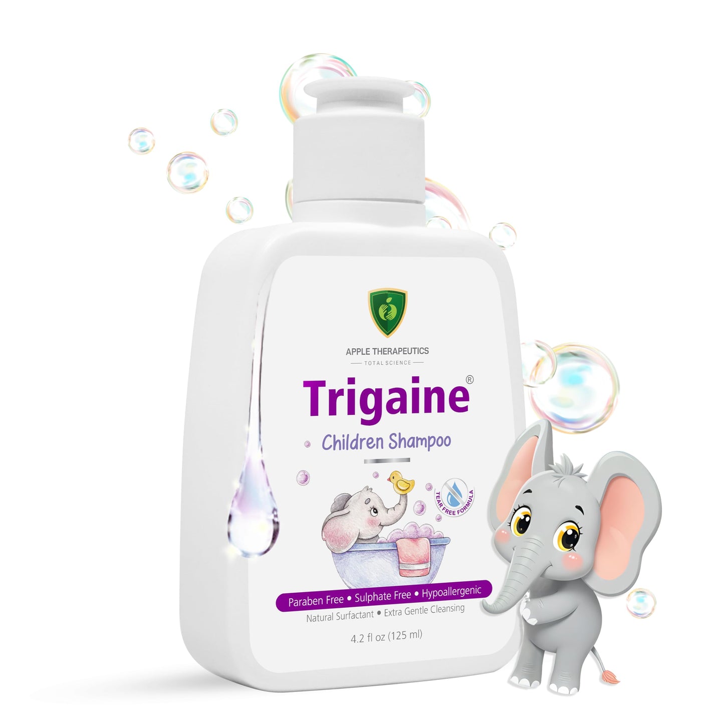 Trigaine Children Shampoo 125Ml | Tear-Free & Natural Surfactant Baby Shampoo For Gentle Daily Cleansing | Soft & Nourishing Hai