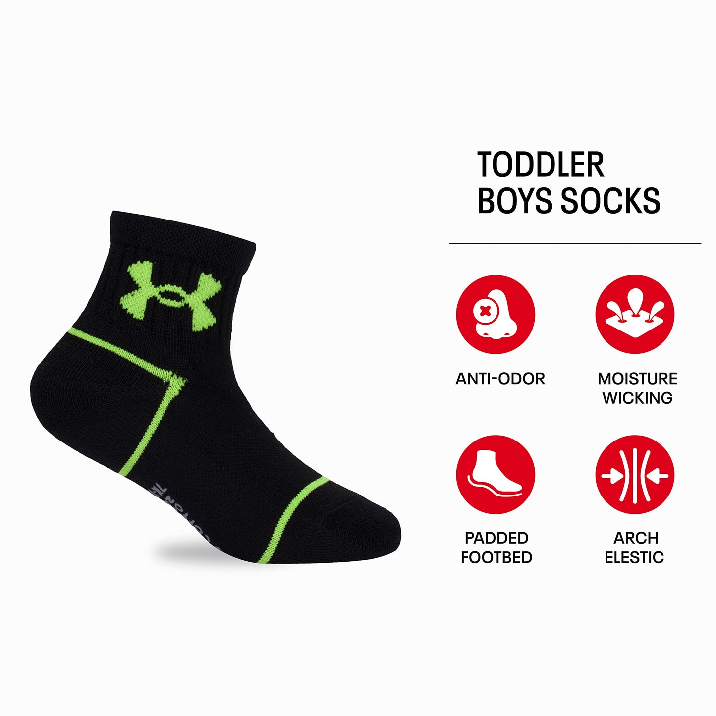 Under Armour Baby Boys Multi Pack Basic Essential Quarter Sock, Black, 12-24 Months