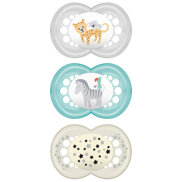 Mam Original Day & Night Baby Pacifier, Nipple Shape Helps Promote Healthy Oral Development, Glows In The Dark, 6-16 Months, Uni