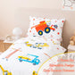 Perfemet 4 Pieces Construction Toddler Bedding Set Excavator Truck Boy Toddler Bed In A Bag Colorful Reversible Cartoon Tractors