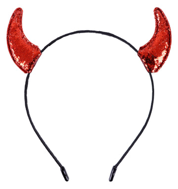 Bonnie Z. Leonardo Sequin Devil Horns Headband Red