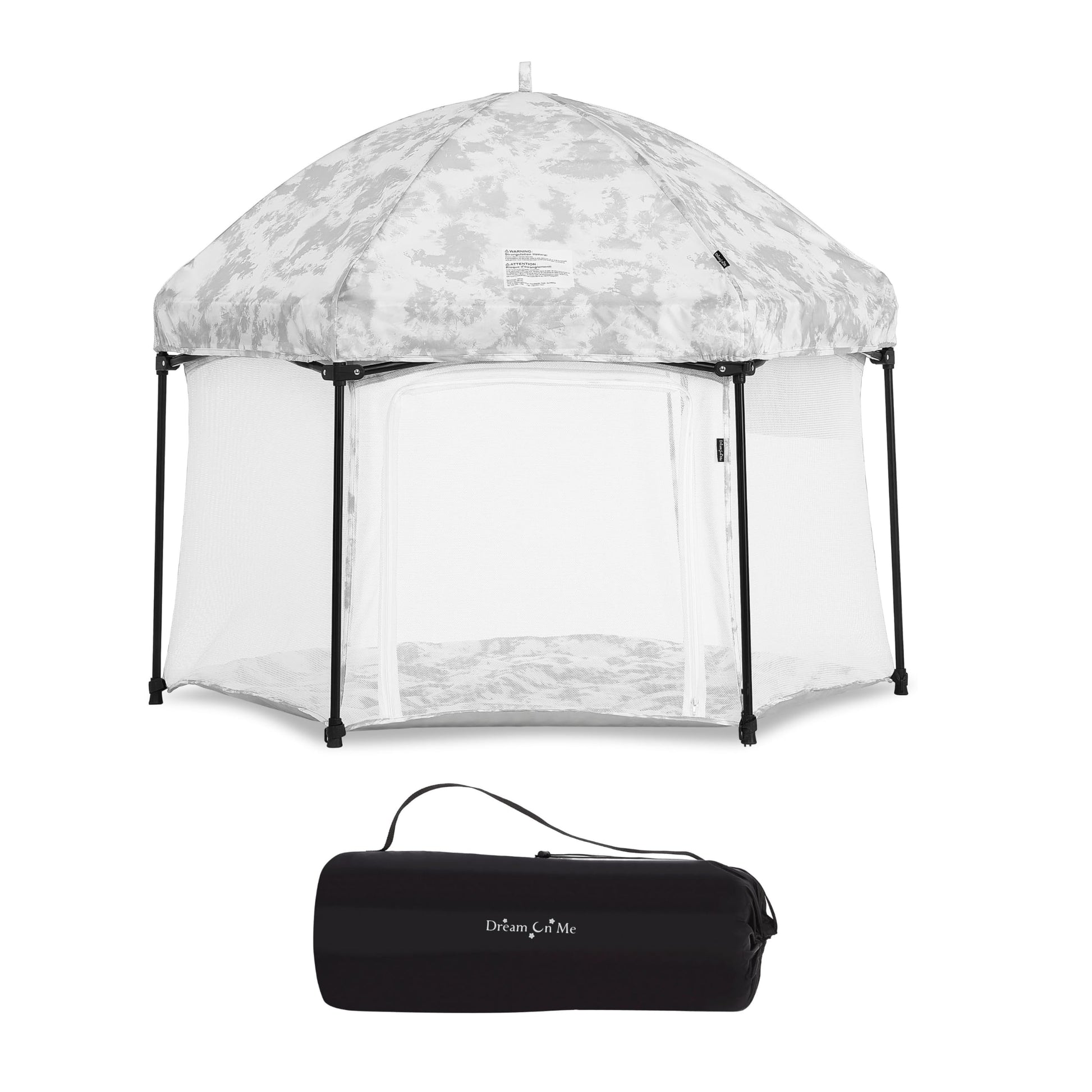Dream On Me Onyx Playpen Set With Canopy, Baby Playpen, Portable And Lightweight, Playpen For Babies And Toddler, Storm Grey
