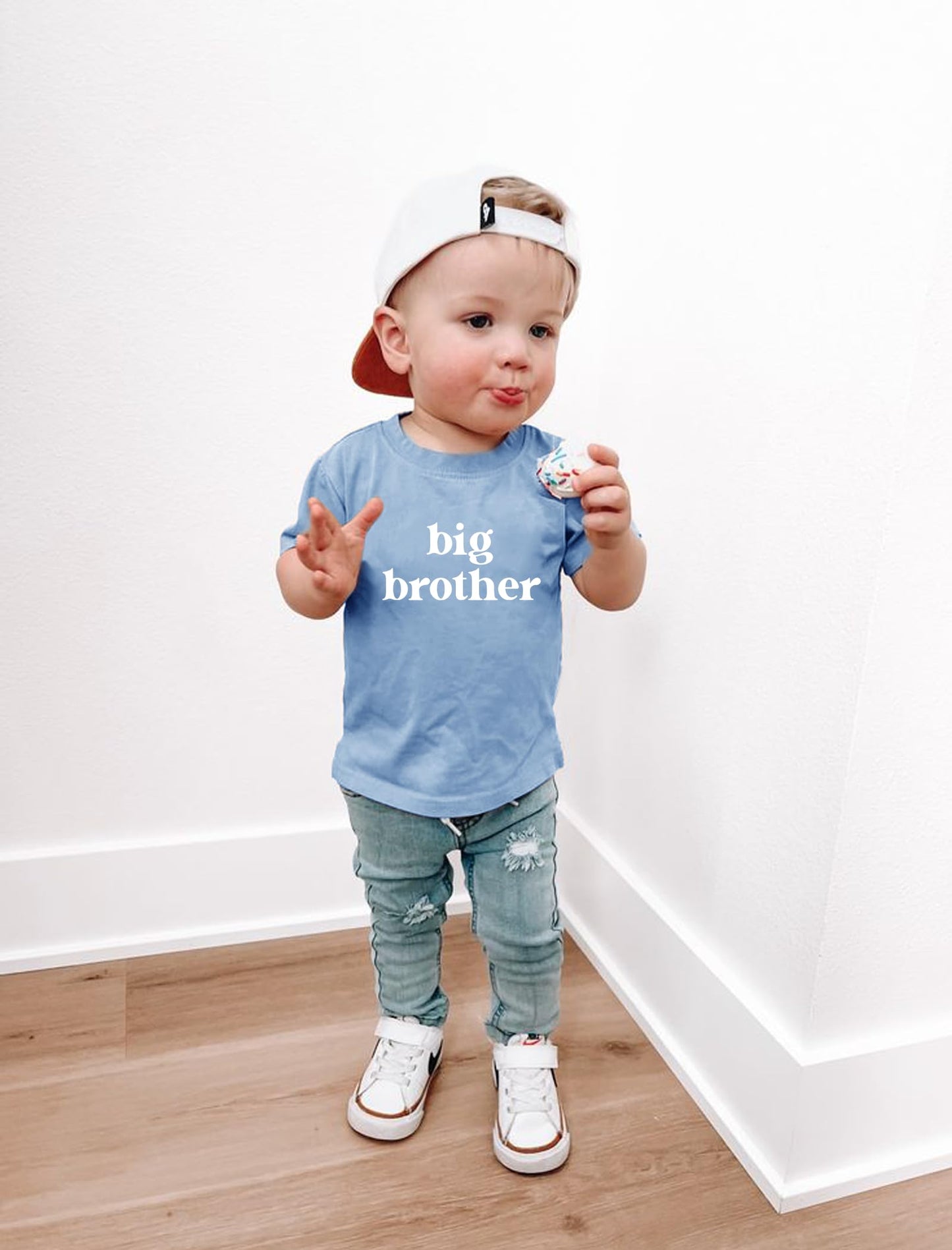 Sanixjoo Big Brother Shirt Toddler Baby Boys Promoted To Big Brother T-Shirt Announcement Short Sleeve Sibling Outfit(Blue,5-6Ye