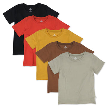 Honestbaby Baby Organic Cotton Short Sleeve T-Shirt Multi-Packs, 5-Pack Graphic Nature, 12 Months