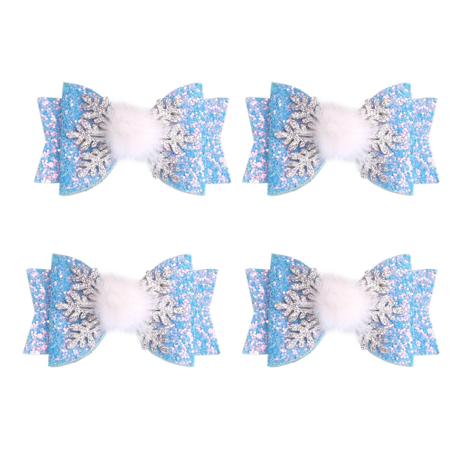 4PCS Snowflake Hair Clips, Christmas Girls Sequin Hairpin Snowflake Ice Snowflake Designs Xnas Hair Accessories Decorations for 