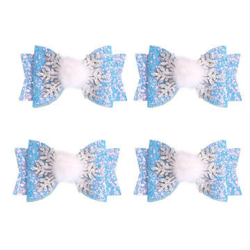 4PCS Snowflake Hair Clips, Christmas Girls Sequin Hairpin Snowflake Ice Snowflake Designs Xnas Hair Accessories Decorations for 