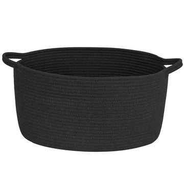 MEGASKET Gray Storage Basket, 17x12x8 Woven Cotton Rope Storage Bin, Wicker Kids Dog Toy Box, Baskets for Gifts Empty, Bathroom 