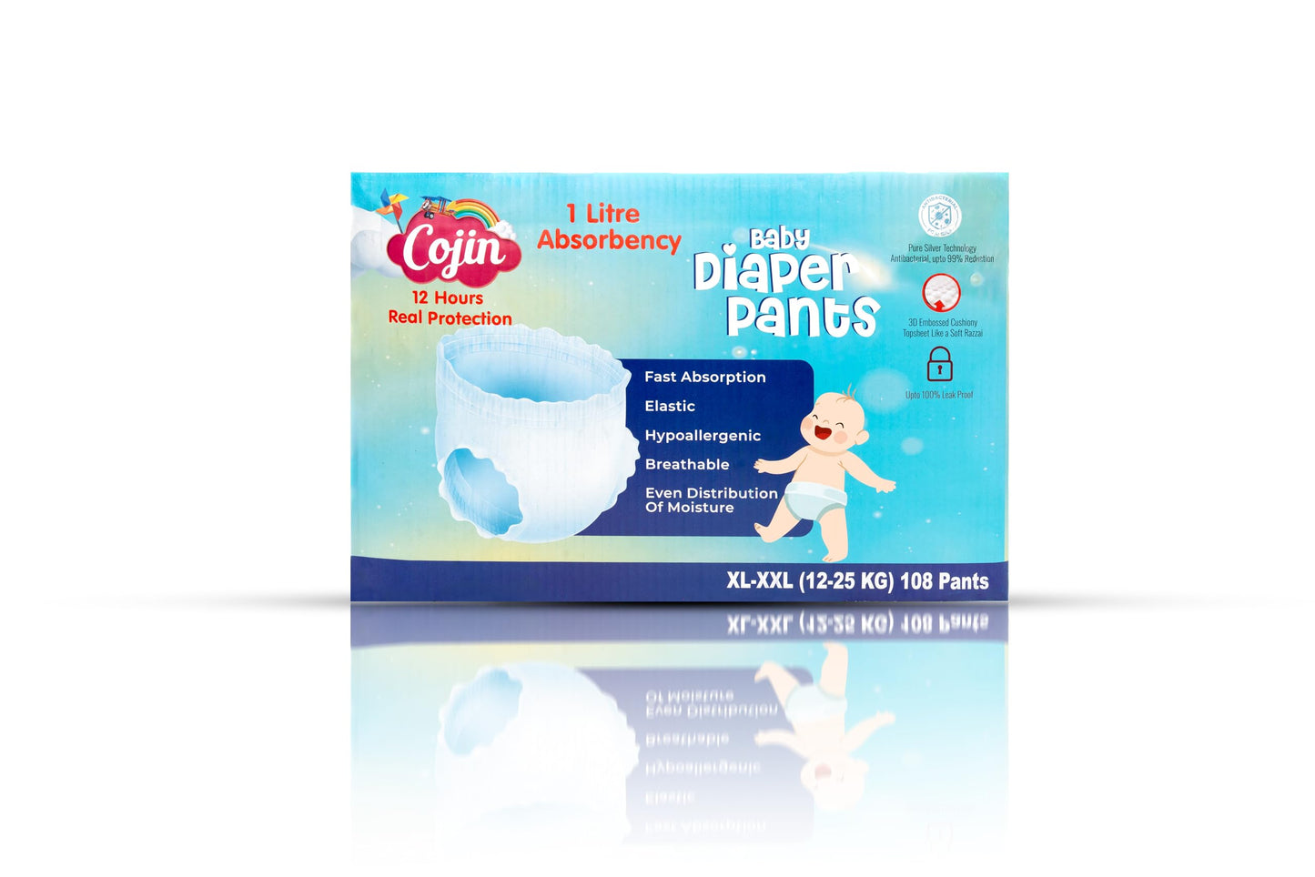 Cojin Economy Baby Diaper Pants (Xl  Xxl, 54 Baby Diaper Pants),Upto 6 Hours Guarranted Protection,Economy Baby Diapers