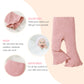 Sobowo Toddler Baby Girl Flare Pants 3 Pack Solid Ribbed Ruffle Bell Bottoms Pants Fall Outfits(Purple/White/Pink, 12-18 Months)