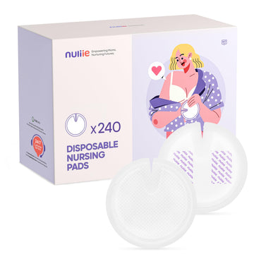 Nuliie Super Absorbent & Featherlight Disposable Nursing Pads 240 Count, Stay Dry, Soft & Breathable Breast Pads For Leaking Mil
