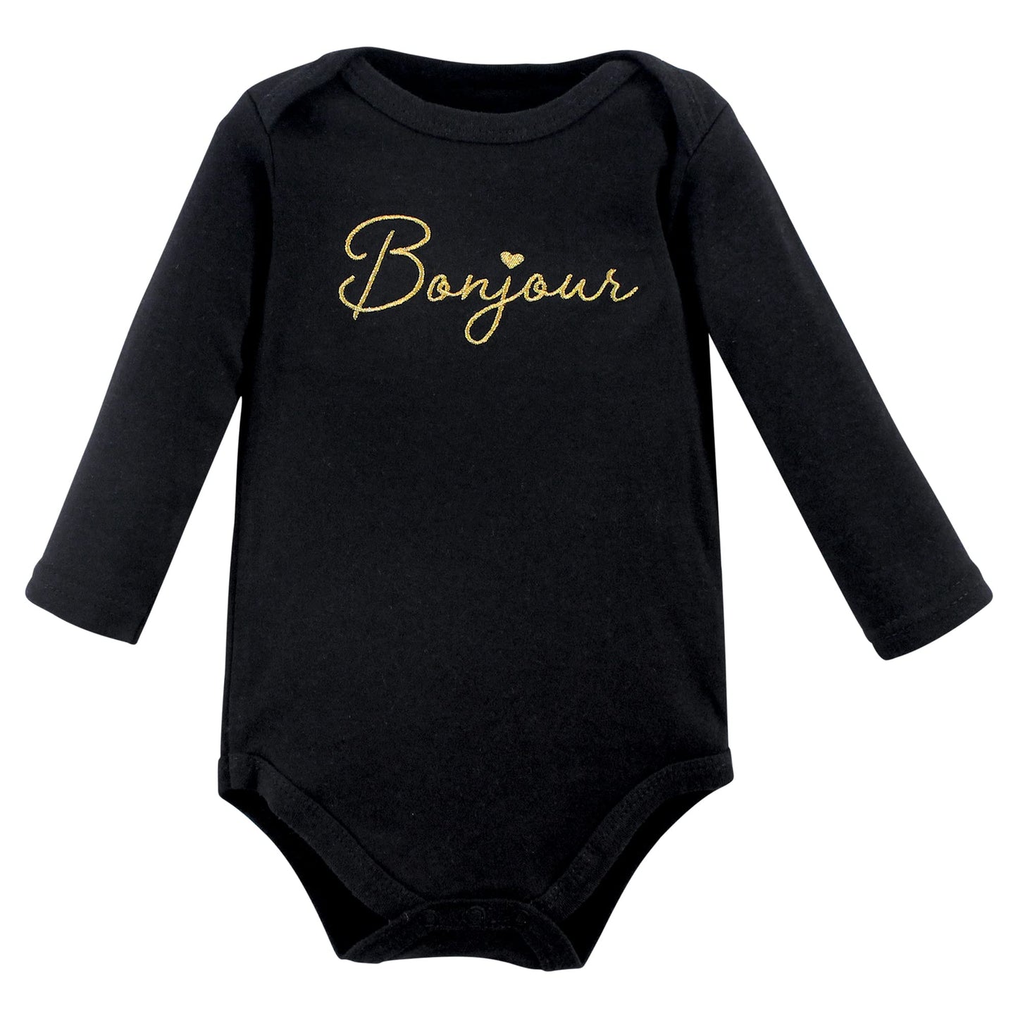 Hudson Baby Unisex Baby Cotton Long-Sleeve Bodysuits, Bonjour Dachshund, 9-12 Months
