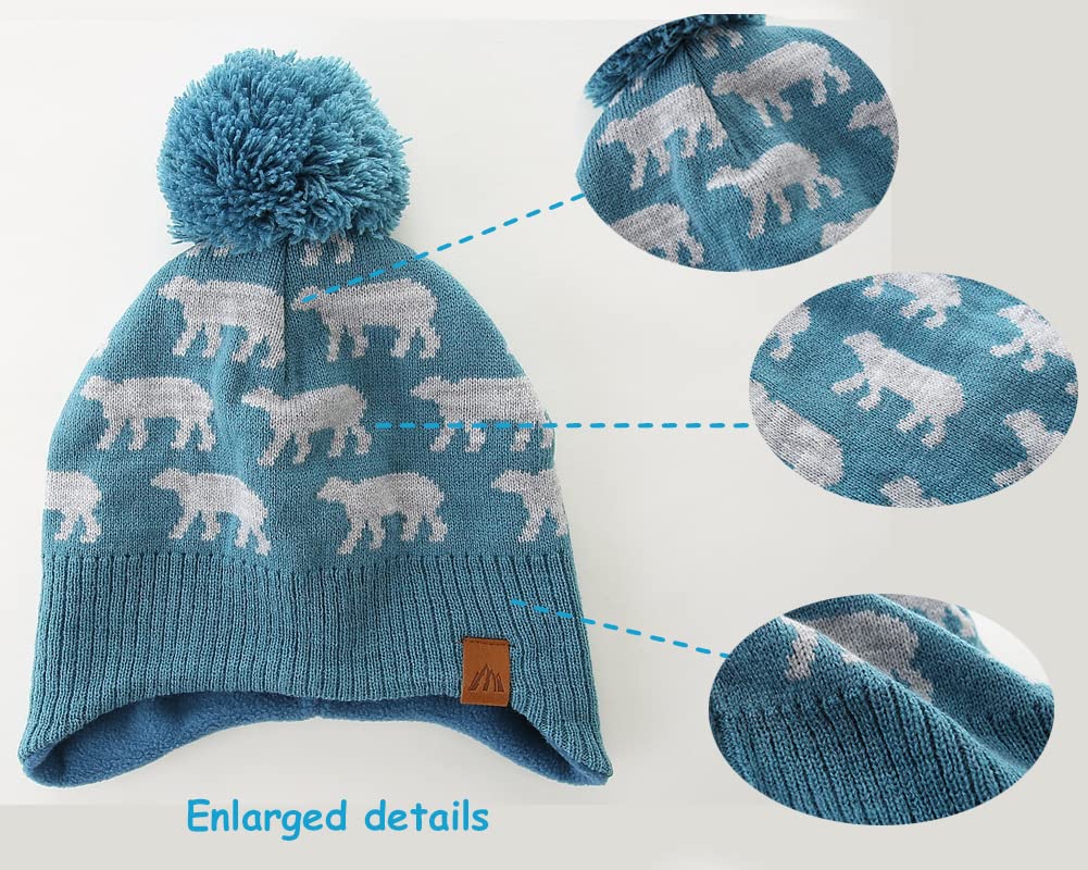 Moon Kitty Baby Boys Hats Toddler Beanies For Boys Winter Fleece Skiing Winter Caps With Warm Ear Flap