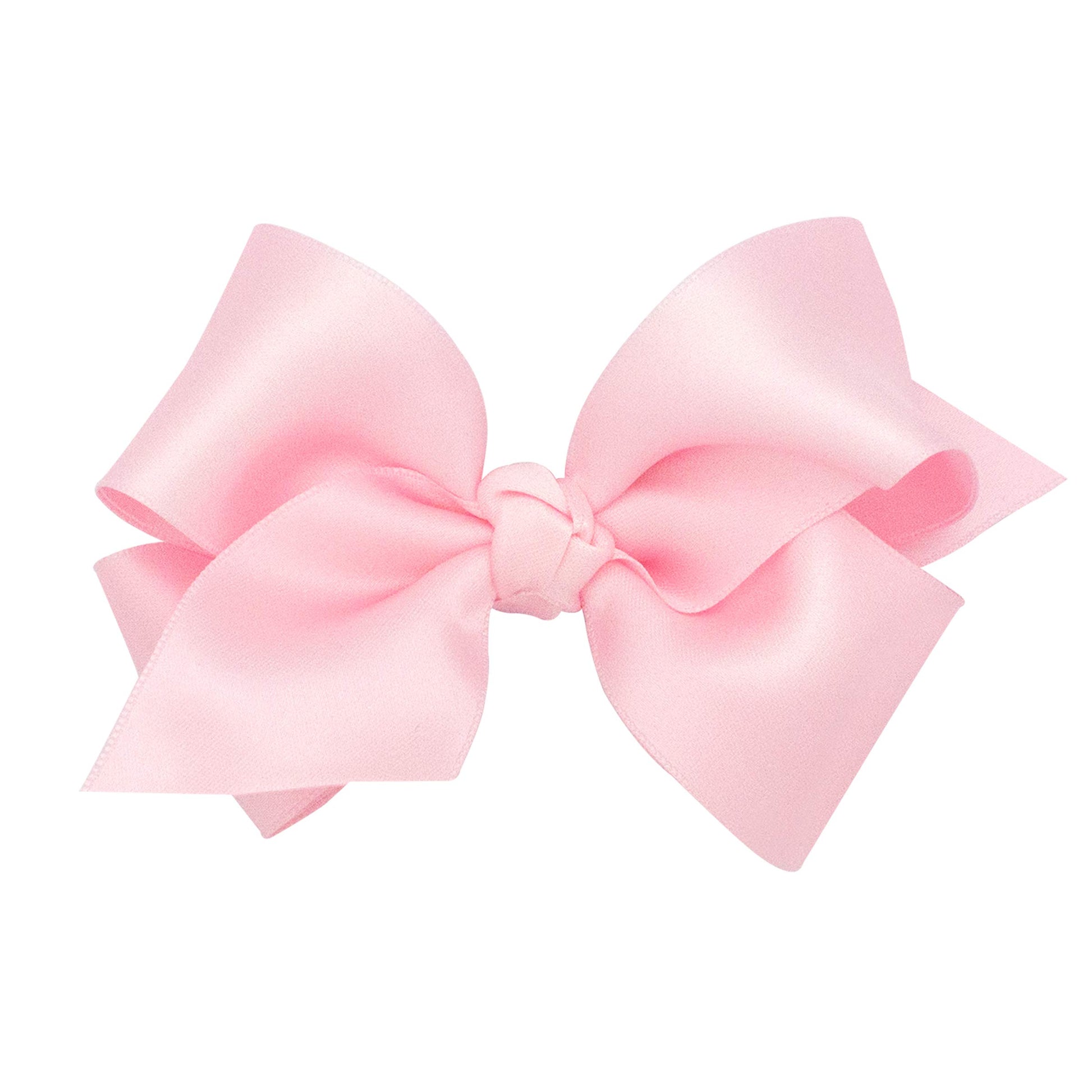 Wee Ones Girls' Classic French Satin Hair Bow On A Weestay Clip With A Knot Wrap Center, Small, Light Pink