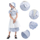 Ltakk Prairie Dresses Girls Pioneer Colonial Costume Girl Pilgrim Dress With Apron And Bonnet, Blue Plaid Floral, Large, Age Ove