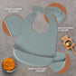 Baby Pick Silicone Bibs For Babies- Bpa-Free Waterproof Bib With Pocket- Dishwasher Safe Feeding Bib With Food Catcher (Grey X 2