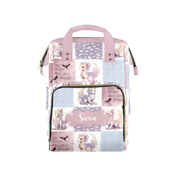 Noverbibi Custom Diaper Bag for Baby - Personalized Dragon Pink Nursing Bag with Custom Name