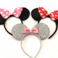 3 Minnie Mouse Black Red Pink Silver Bow-Mickey Mouse Ears Headband Costume