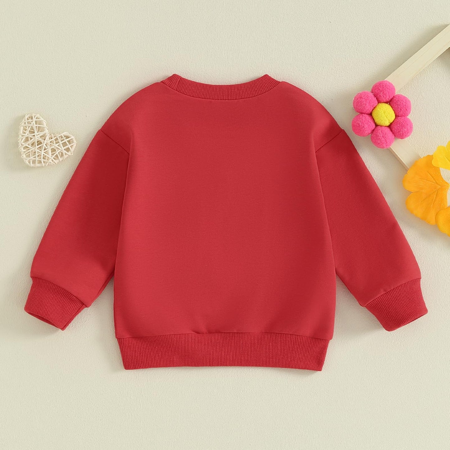 Fiomva Baby Girl Boy Valentines Day Outfit Letter Embroidery Pullover Crewneck Sweatshirt Valentines Sweater Spring Clothes(Swee
