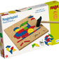 HABA Geo Shape Tack Zap Play Set - Make Geometric Designs with Corkboard, Hammer, Templates and 50 Wooden Tiles (Made in Germany